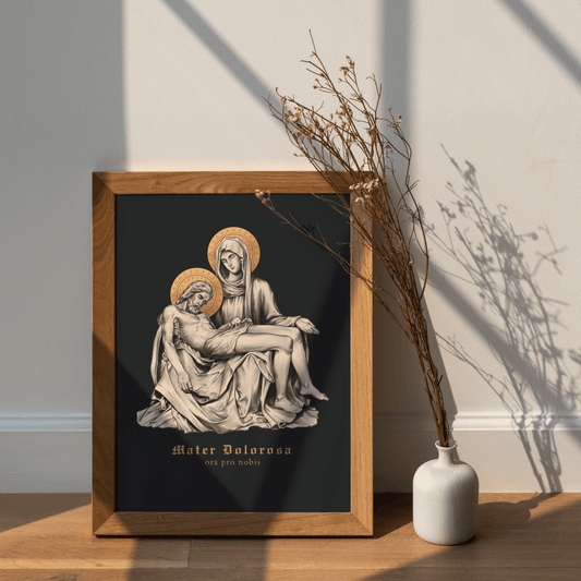 Mater Dolorosa (Pietá) - Wandbild (schwarz/gold) - MarcellusOnlineShop