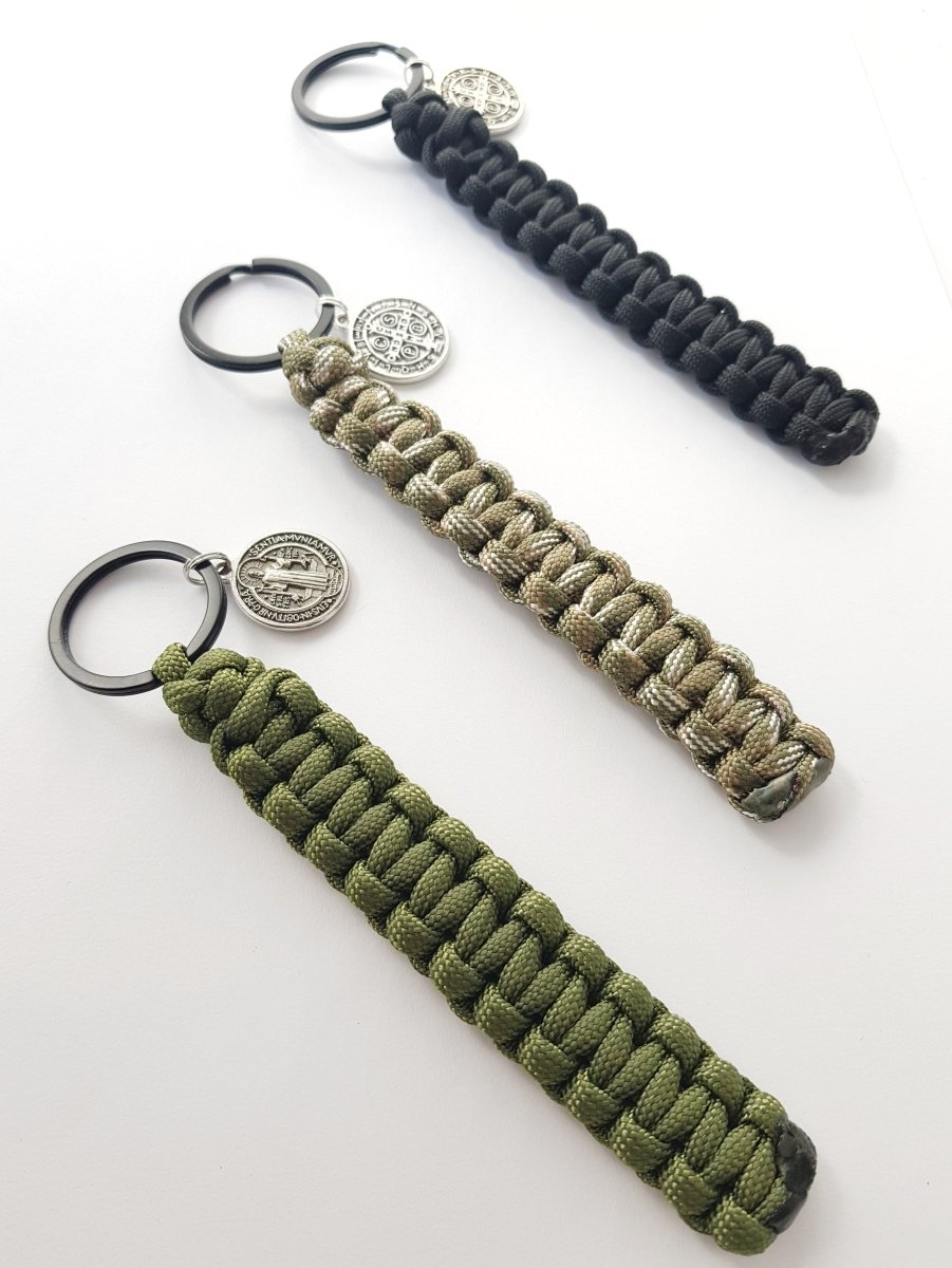 Paracord Schlüsselanhänger camouflage, olive, schwarz - MarcellusOnlineShop