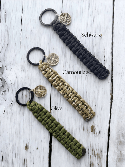 Paracord Schlüsselanhänger camouflage, olive, schwarz - MarcellusOnlineShop