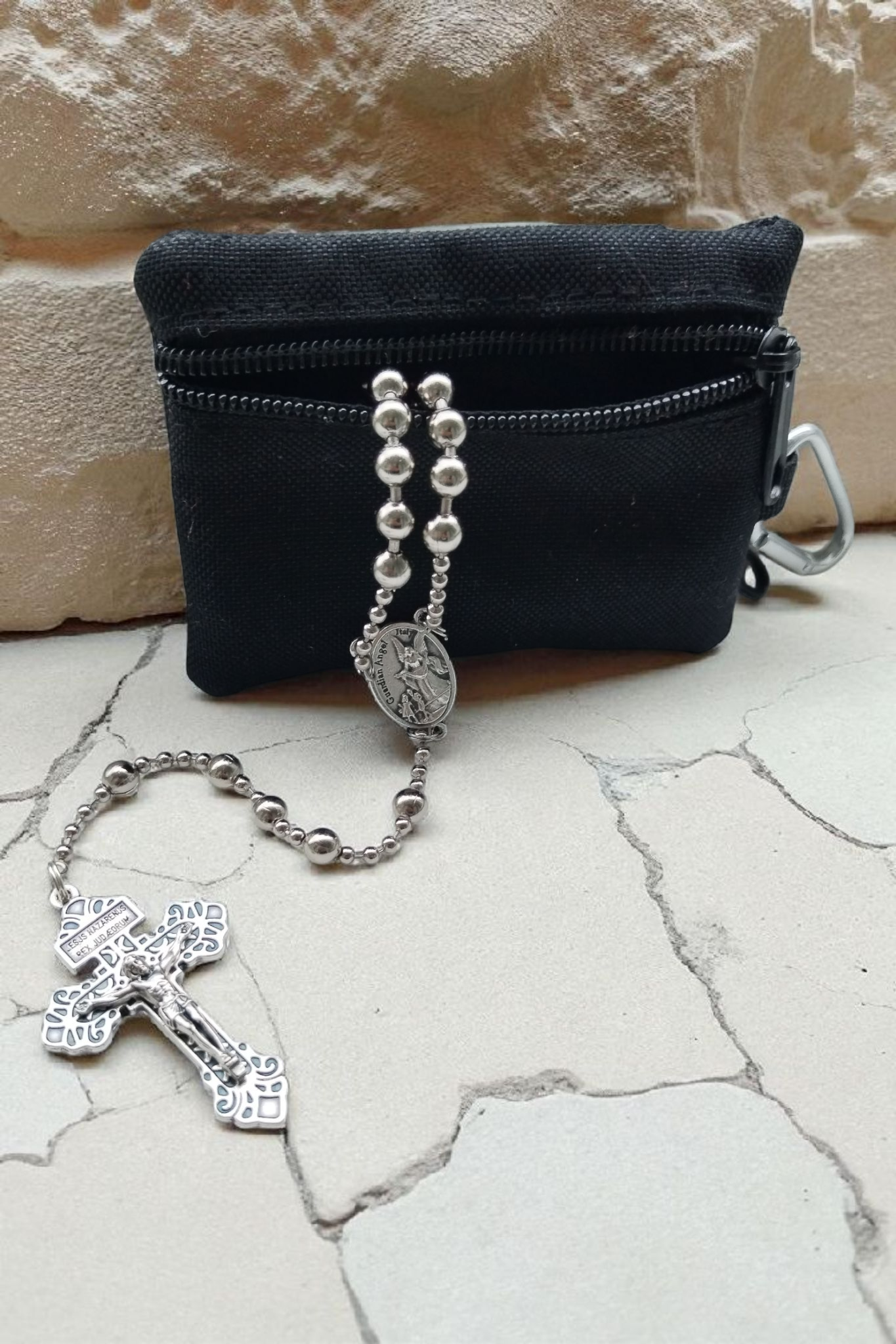 Robuste Rosenkranztasche Schwarz