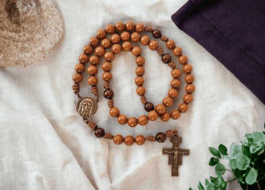 Rosenkranz Franz von Assisi Holzperlen braun - MarcellusOnlineShop