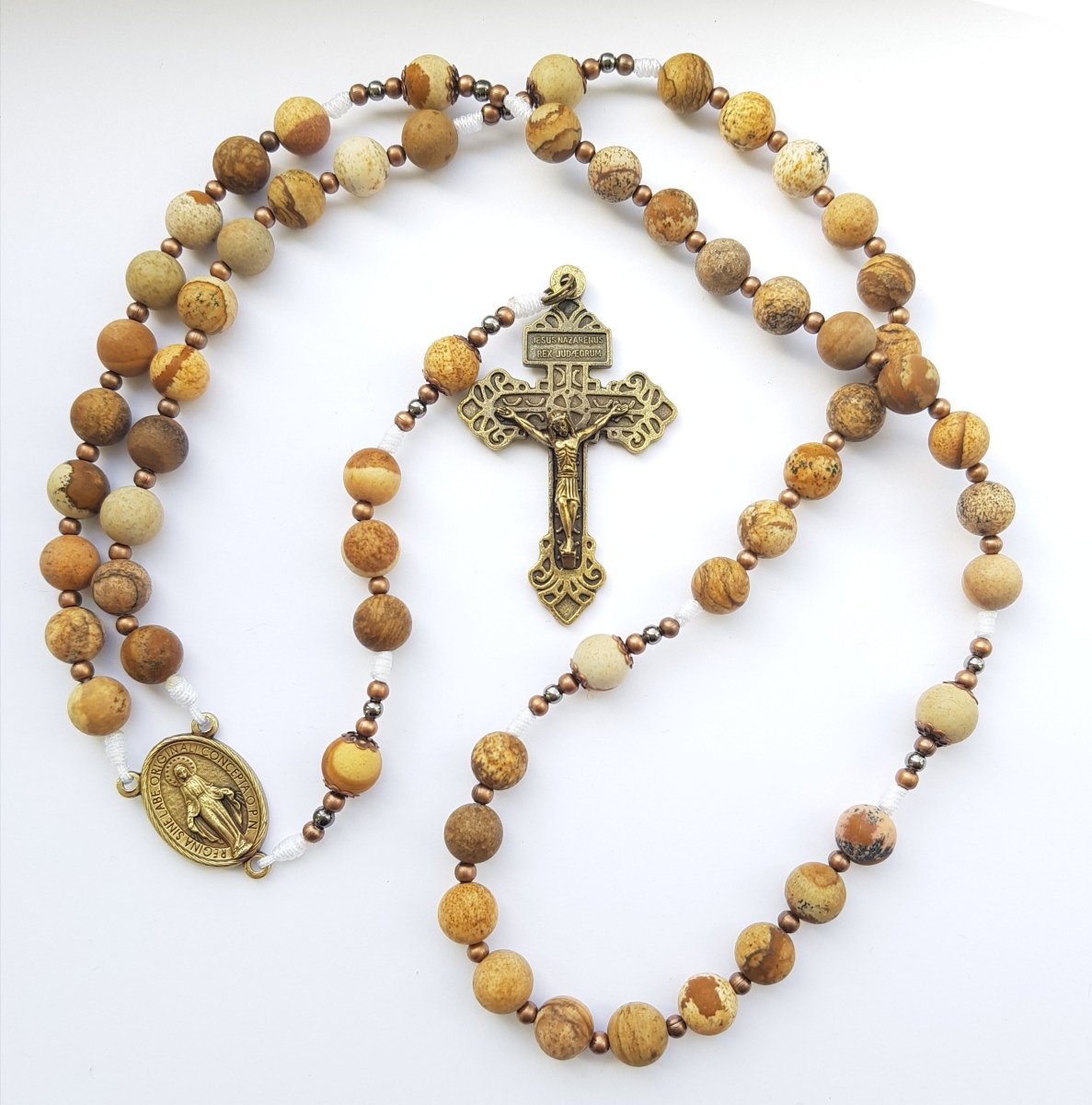Rosenkranz Halbedelstein brauner Jaspis - MarcellusOnlineShop
