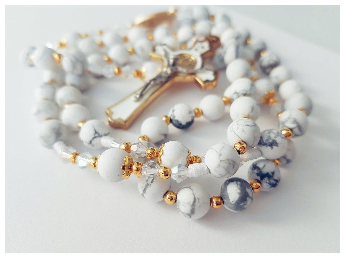 Rosenkranz Halbedelstein Howlith - Jaspis - MarcellusOnlineShop