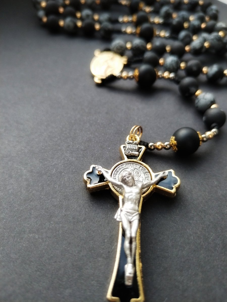Rosenkranz Halbedelsteinperlen Obsidian - Jaspis 8mm - MarcellusOnlineShop