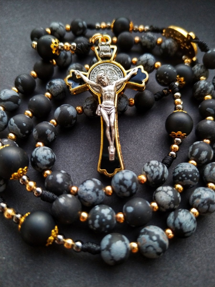 Rosenkranz Halbedelsteinperlen Obsidian - Jaspis 8mm - MarcellusOnlineShop