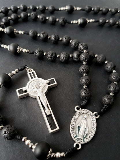 Rosenkranz Lavasteinperlen schwarz/anthrazit - MarcellusOnlineShop