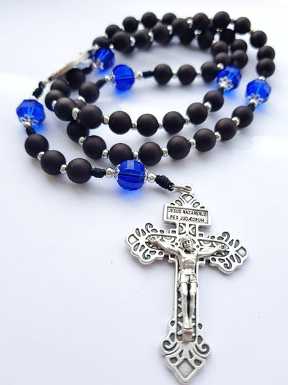 Rosenkranz Steinperlen schwarz/blau - MarcellusOnlineShop