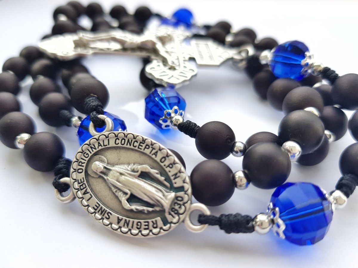 Rosenkranz Steinperlen schwarz/blau - MarcellusOnlineShop