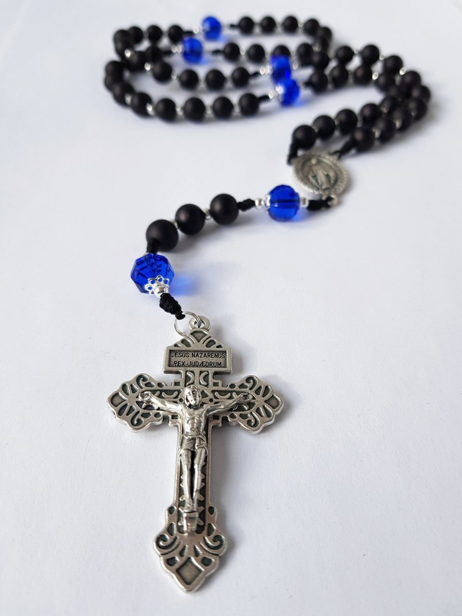 Rosenkranz Steinperlen schwarz/blau - MarcellusOnlineShop