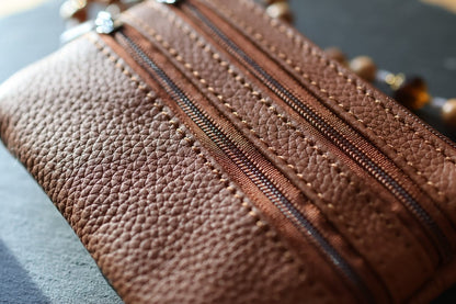 Rosenkranztasche aus Echtleder Hellbraun - MarcellusOnlineShop