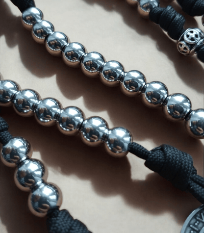 St. Benediktus Paracord - Rosenkranz silber - MarcellusOnlineShop
