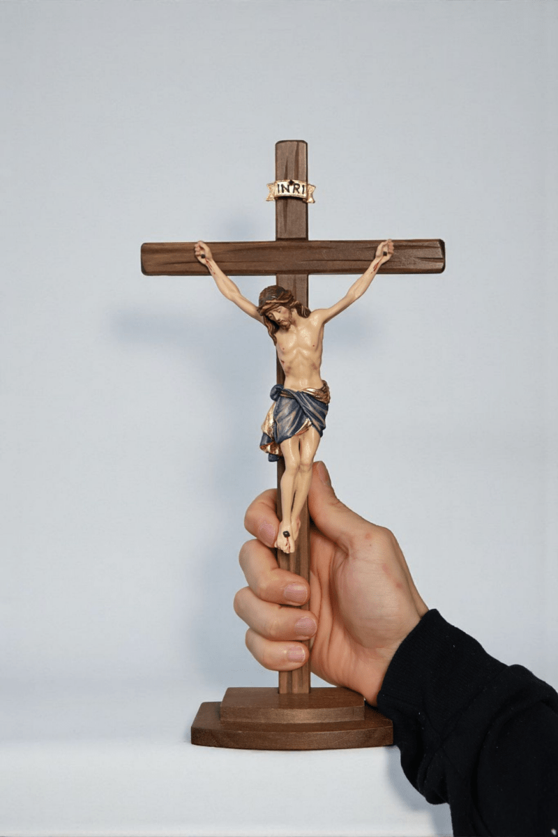 Stehkreuz Siena, handgeschnitzt, Echtholz, 33cm - MarcellusOnlineShop