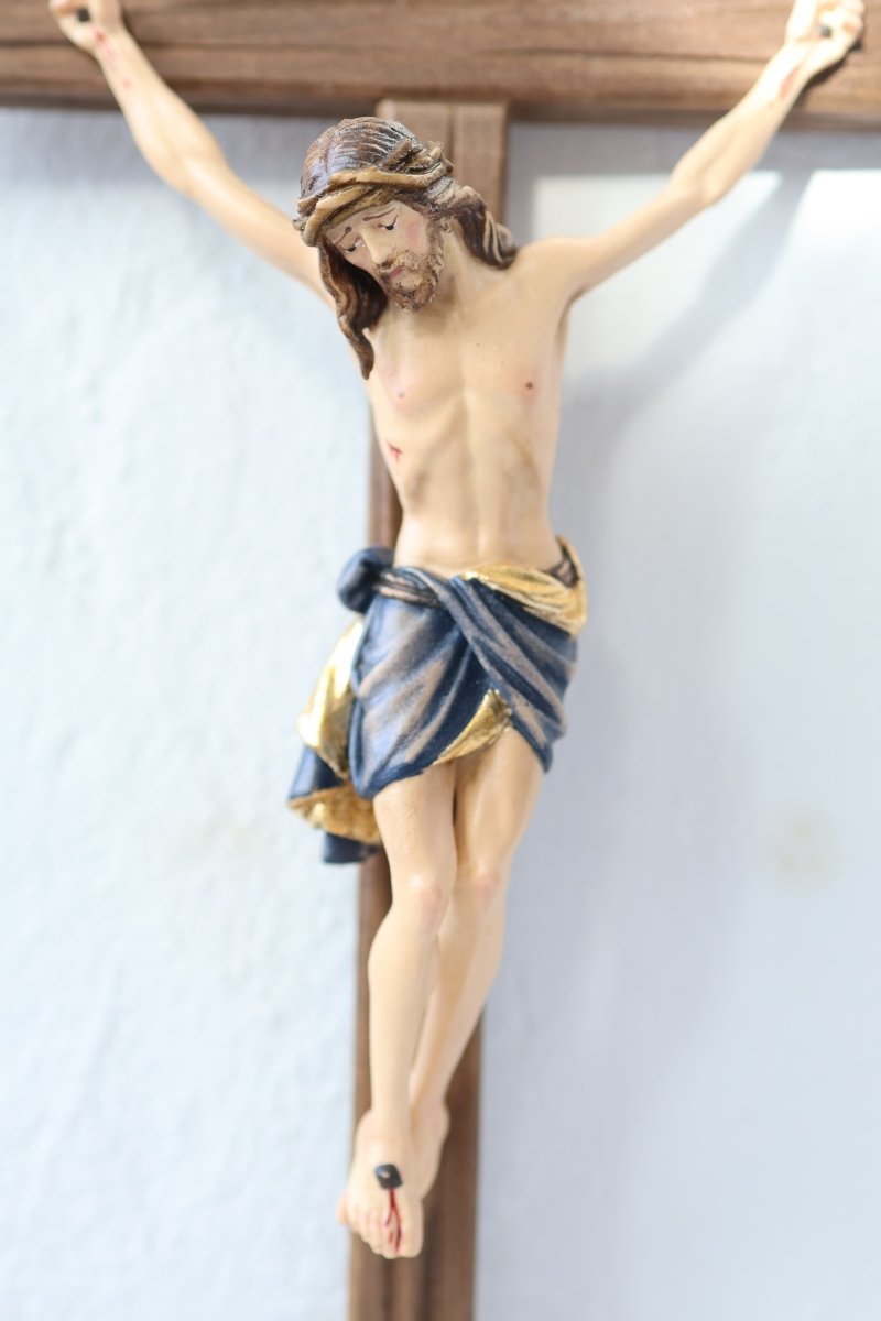 Stehkreuz Siena, handgeschnitzt, Echtholz, 33cm - MarcellusOnlineShop