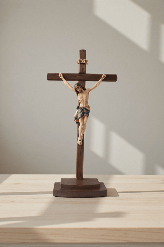 Stehkreuz Siena, handgeschnitzt, Echtholz, 47cm - MarcellusOnlineShop
