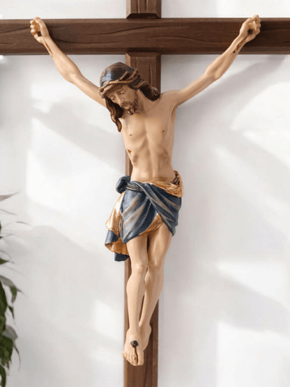 Stehkreuz Siena, handgeschnitzt, Echtholz, 47cm - MarcellusOnlineShop