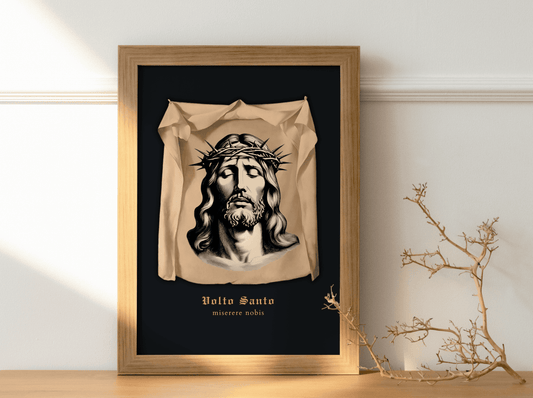 Volto Santo (Antlitz Christi) Wandbild schwarz/beige - MarcellusOnlineShop