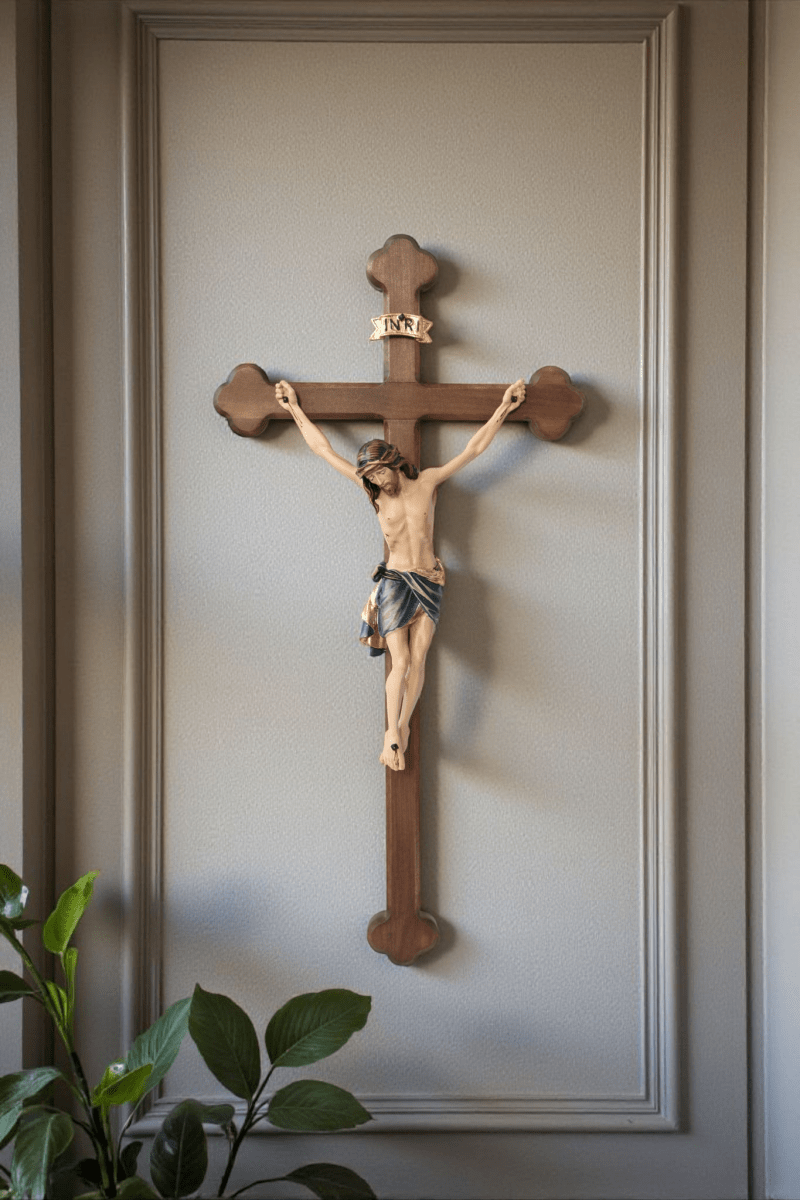 Wandkreuz Siena Barock, handgeschnitzt, Echtholz, 45cm - MarcellusOnlineShop