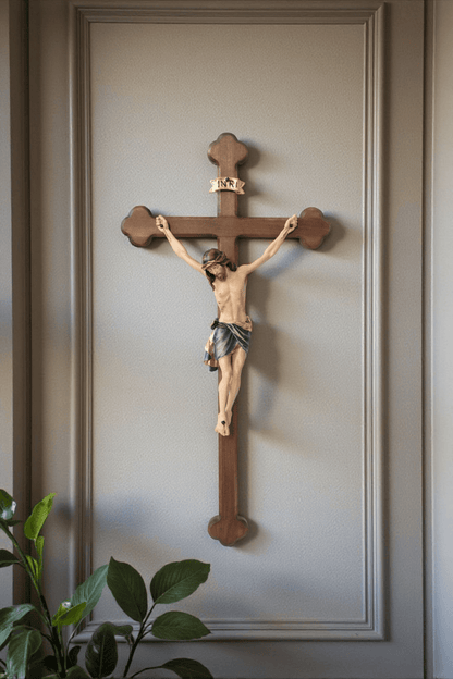 Wandkreuz Siena Barock, handgeschnitzt, Echtholz, 45cm - MarcellusOnlineShop