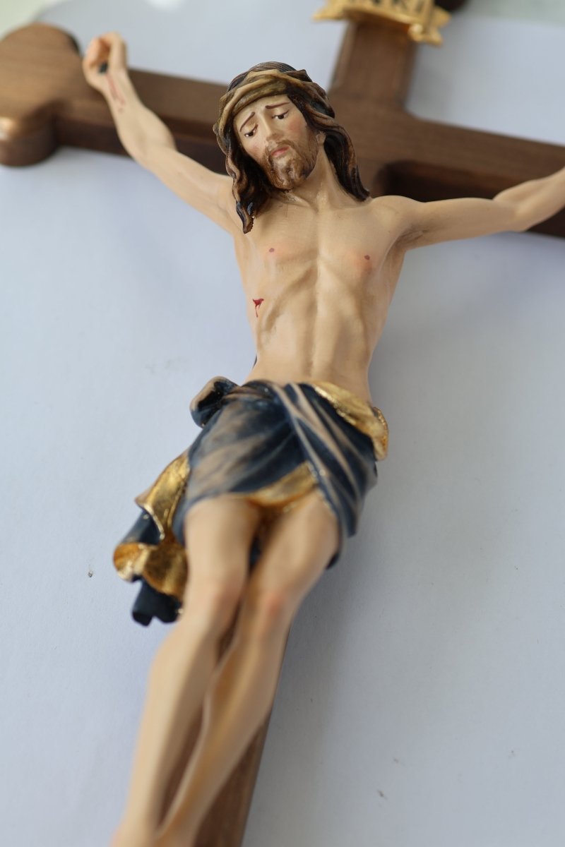 Wandkreuz Siena Barock, handgeschnitzt, Echtholz, 45cm - MarcellusOnlineShop