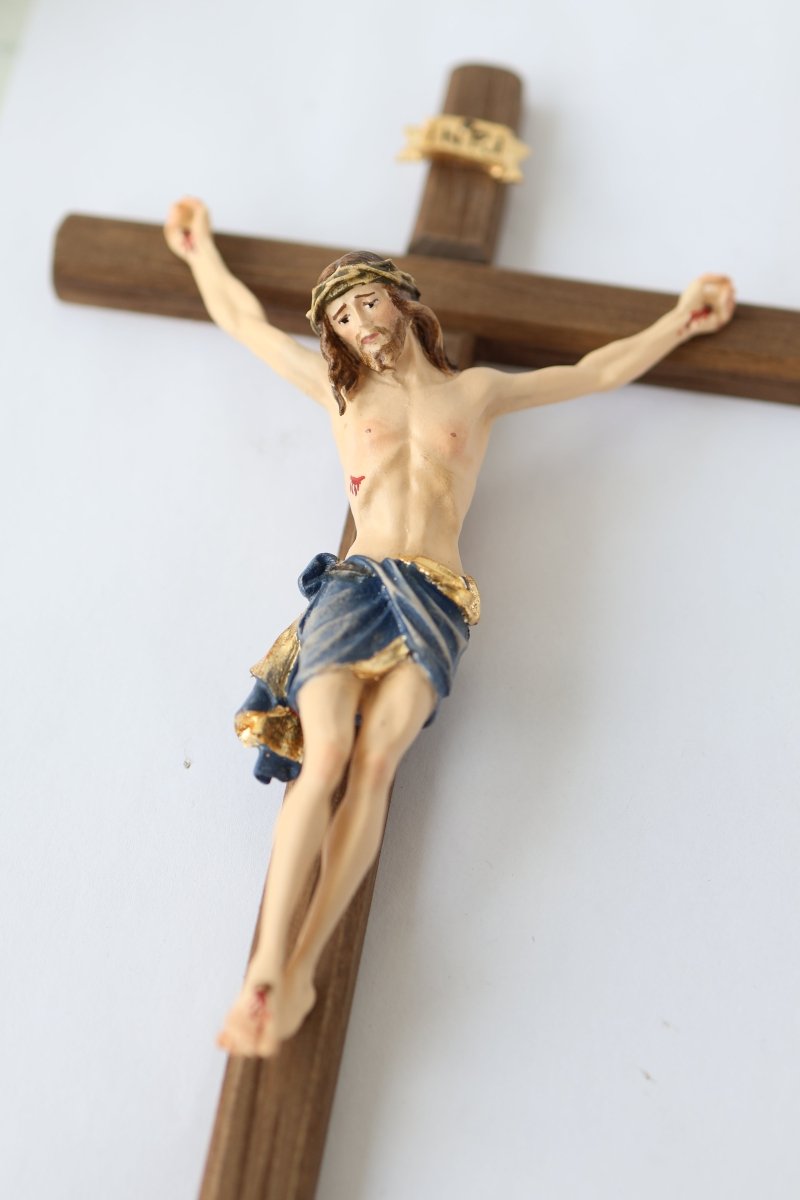 Wandkreuz Siena handgeschnitzt, Echtholz, 28cm - MarcellusOnlineShop