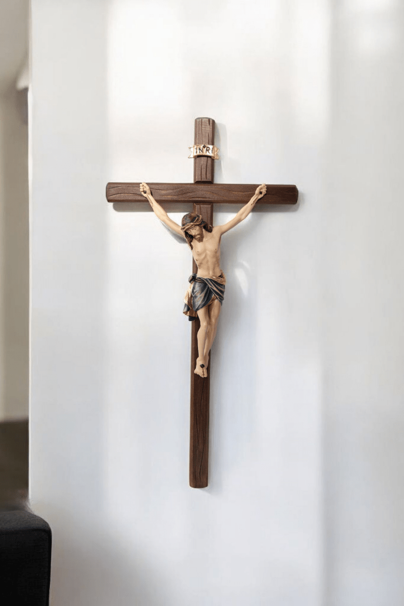 Wandkreuz Siena, handgeschnitzt, Echtholz, 47cm - MarcellusOnlineShop