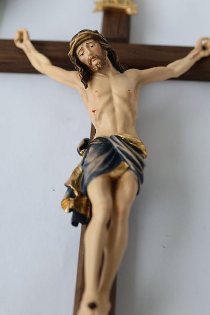 Wandkreuz Siena, handgeschnitzt, Echtholz, 47cm - MarcellusOnlineShop